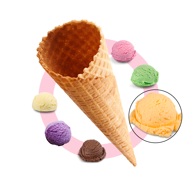 Empty ice-cream cone with options, what flavour to choose